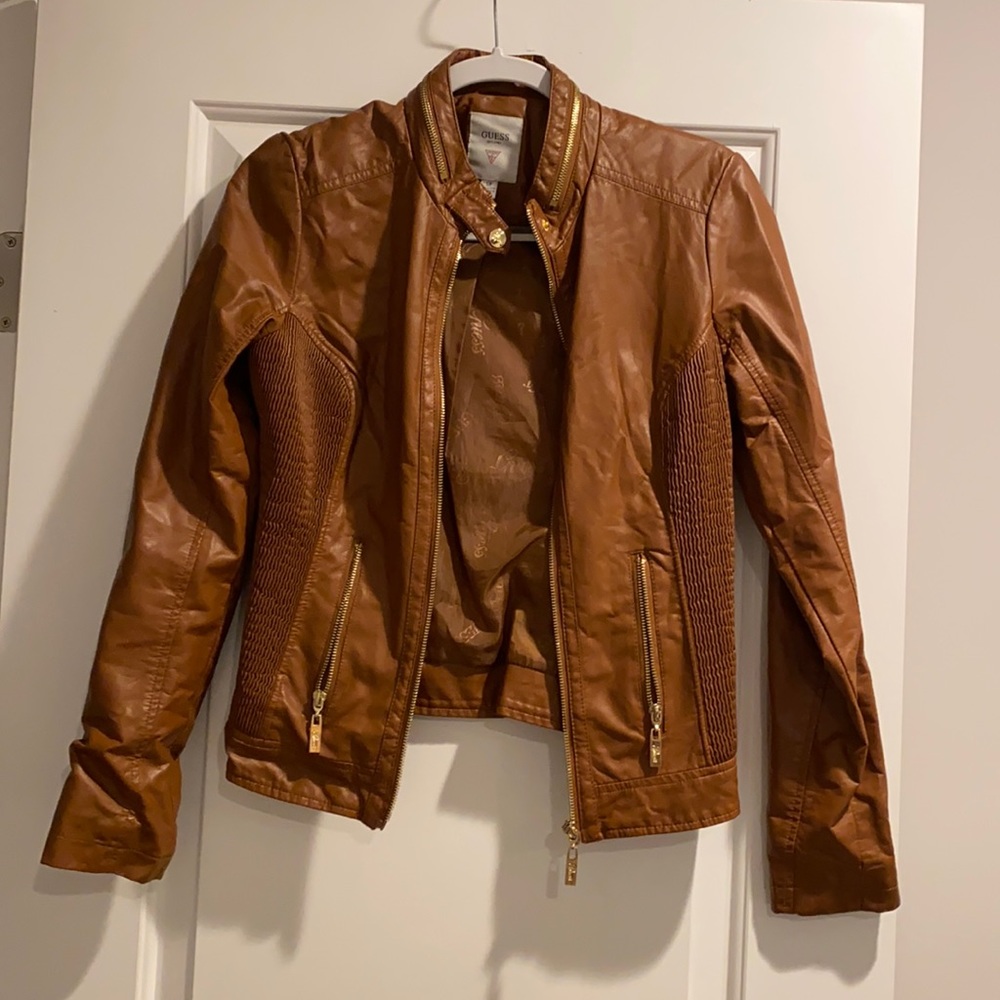 Faux leather jacket brown